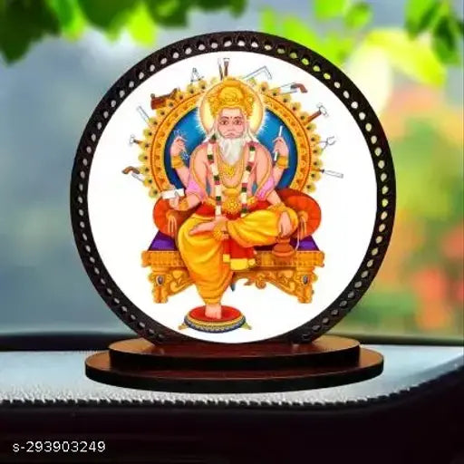 Giftlab Vishwakarma idol, modern religious car & home decorative showpiece, Indian craftsmanship, double-sided tape for secure grip