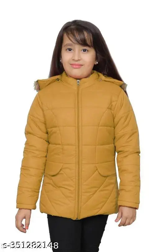 Girl in mustard nylon jacket