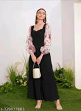 Floral printed multicolor long jumpsuit for women & girls, lycra sleeves with solid net pattern, various sizes available from S to XXXL