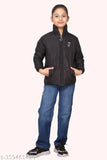 Girl wearing a black solid nylon jacket