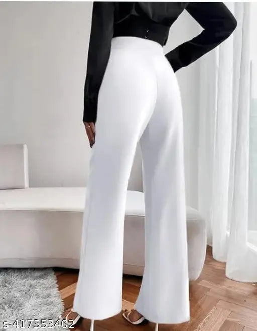 White high-waisted pants with a wide leg