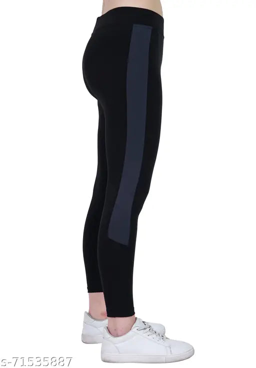 Stretchable striped sports track pants for women (pack of 2, size 28-34in), breathable Lycra yoga gym jeggings
