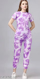 Purple tie-dye women's two piece nightsuit combo