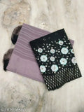 Purple and black patterned silk saree with matching blouse
