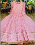 Pink Rayon Anarkali Kurti with Festival Print, Three-Quarter Sleeves, India origin