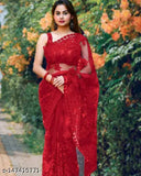 Free size Indian Alisha Graceful net saree with separate satin blouse, self-design pattern
