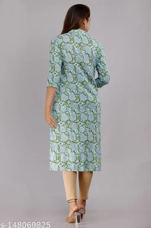 Rayon printed kurti, three-quarter sleeves, Indian rayon fashion kurti