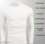 White polycotton high-neck turtleneck, cozy elegance design for winter, long sleeves