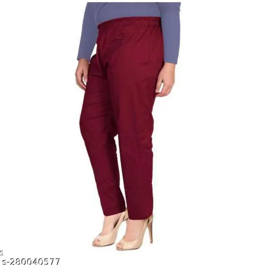 Deepra Creation Plus Size Women's Cotton Lycra Jumbo Trousers With Pocket, 2-side pockets, bottom slit, elastic waistband, premium quality, loose fit trousers for western wear. India origin
