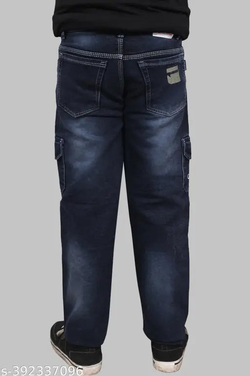 Black pearls new denim jeans for men (pack of 1), solid black men's denim jean with a 24" waist and 42" length from India