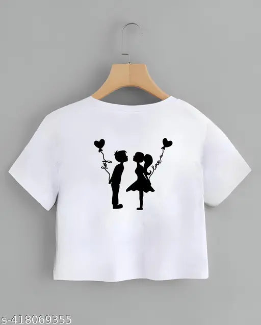 Printed Lycra crop top T-shirts for women, solid color with a contemporary edge