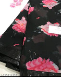 Black floral fabric, 3m length for saree