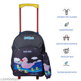 Grey waterproof trolley bag, 20L Indian Riders girls duck school bag with pencilbox. Durable, adjustable straps, A4 notebook storage, trendy design for kids aged 2-8 years