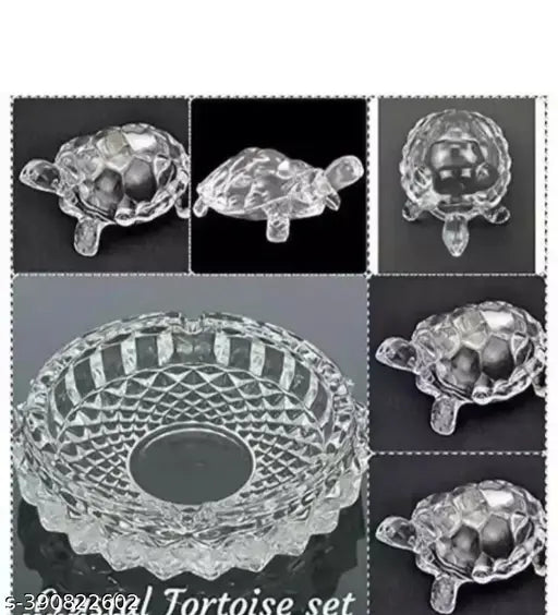 Clear glass crystal turtle tortoise, symbolizing long life and prosperity for career success, Vastu/Feng Shui decor