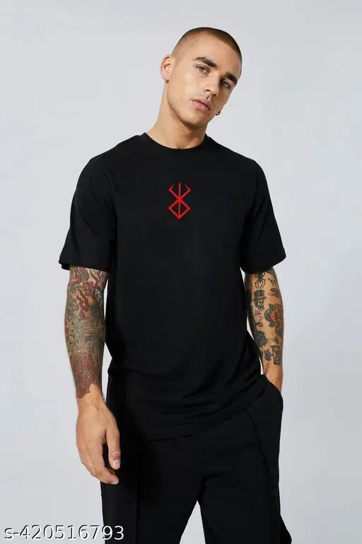 Black oversized cotton Berserk t-shirt with panda print, loose fit for women and men