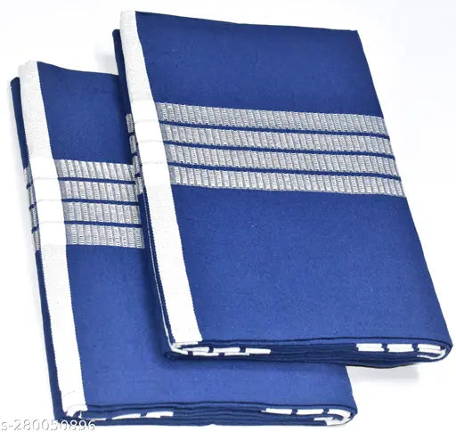 Blue Tuni Mani SPL 100% Pure Cotton Bedsheet Set, Dust Free, Striped Pattern, Size 50 x 90inches (Pack of 2)