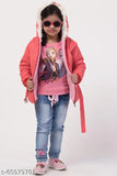 Peach quilted regular fit jacket, girls' fashionable wear