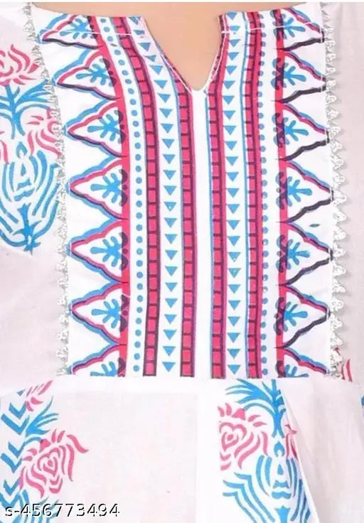 Green print rayon kurti & palazzos set for girls, A-line style, lace border, festive occasion wear