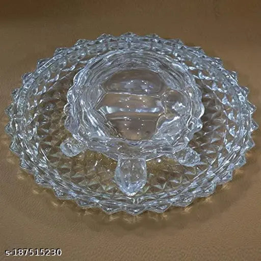 Clear crystal turtle decor, Indian vastu feng shui piece for gift showpiece