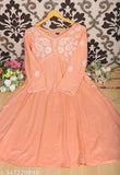 Peach saree with floral embroidery