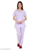 American Pie women's cotton printed nightsuit, round neck, half sleeve, short sleeves, summer casual