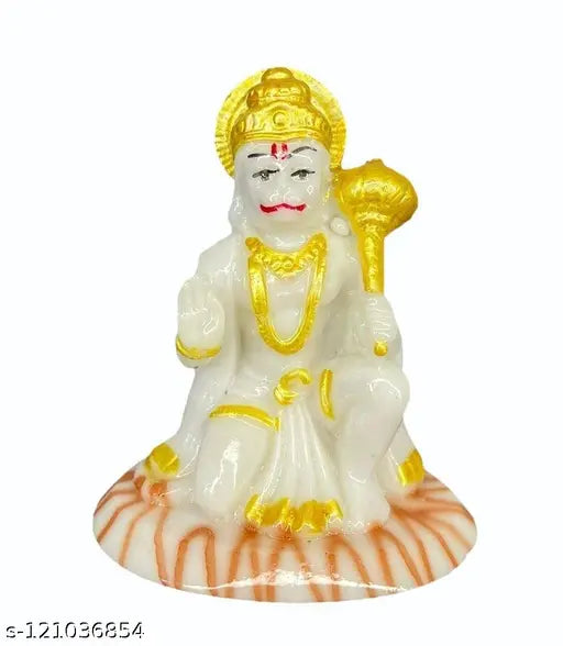 White poly resin Hanuman idol for car dashboard, office, or home decoration, 0.5 cm x 0.5 cm x 0.5 cm, VIDHAYA ARTS brand