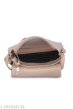 Tan PU sling bag, multiple pockets