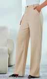 Tan cotton high-waisted trousers for women
