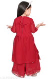 Modern girls Georgette A-line kurta & palazzos set, three-quarter sleeves, floor length. Good quality Indian children's clothing for 9 months to 4 years