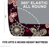 White cotton floral fitted double bedsheet, superfine quality elastic, 2 pillow covers included, ideal for adults in summer. Made in India