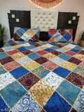 Luxuriously soft, breathable cotton checked Bliss Bed Sheet. King-size, ideal for summer, elevates sleep experience. Machine washable, dryer friendly. Made in India