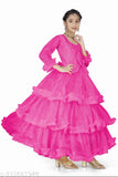 Indian net long sleeve kids gown, exquisite solid pattern, perfect for special occasions
