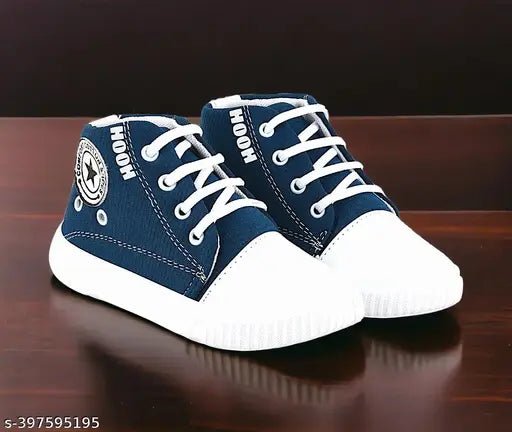 Denim and white sneakers with lace details, suitable for kids up to 12 years