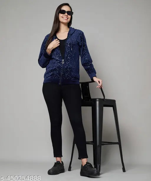 Velvet women's hoodie sweatshirt with pockets in multicolor, 100% cotton made by eWools India