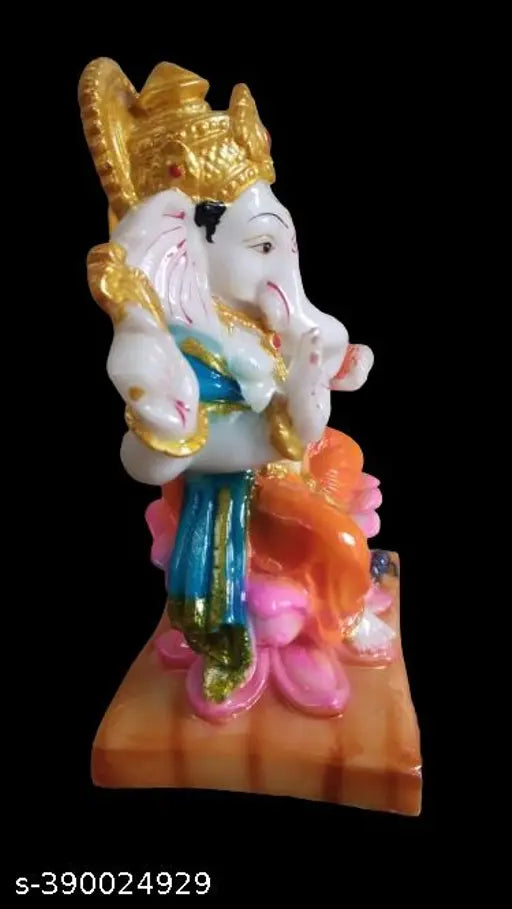 Marble Ganesh Idol Stechu, high-quality decorative murti for Pooja Mandir or home décor, dimensions: 4"L x 3"B x 7"H