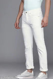 White polycotton slim fit jeans for men & boys, comfortable & soft, solid net style, size 28, 30, 32 (India)