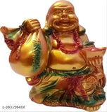 Resin Feng Shui Laughing Buddha with wealth ingot and money coin - symbolizes happiness, prosperity, and good luck for home decor or gifting