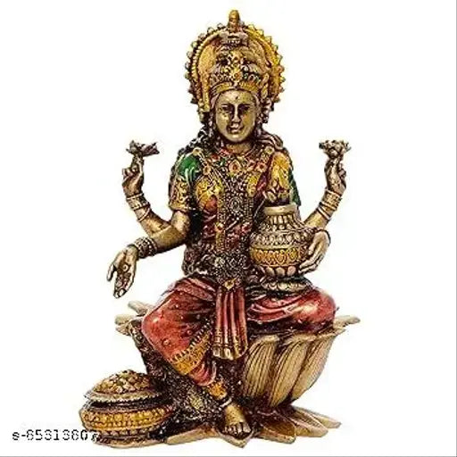 Gold resin Laxmi idol for Diwali decorations - Elegant Maa Lakshmi Ji statue for home or office use, attracting wealth, prosperity, and success