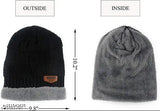 Black and blue faux fur winter beanie cap with 2 pieces, inside warm fur