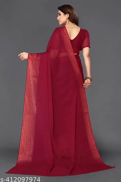 Chiffon saree fabric, single free size, solid pattern from India