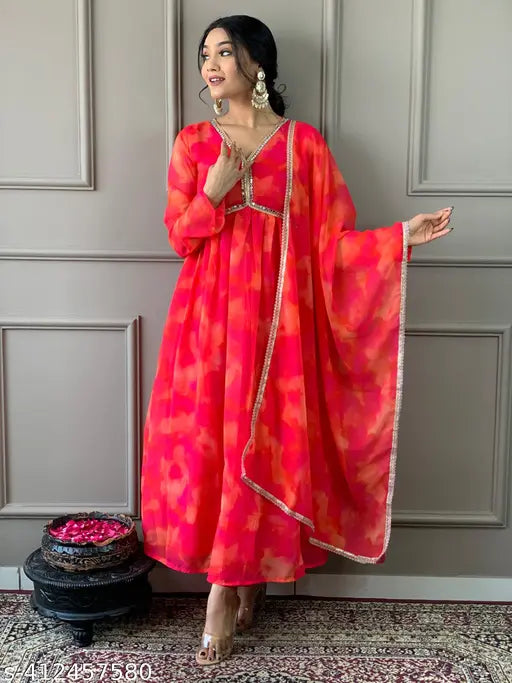 Women Alia Cut Printed Kurta with Dupatta | Kurta for Women | Alia Cut Kurta |