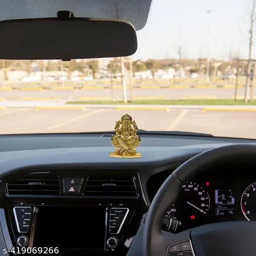 Indian Ganesh metal showpiece, religious idol for home decor or car dashboard