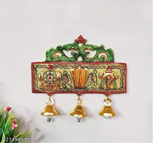 Tirupati Balaji Shankh Chakra Tilak with Hanuman ji Symbol, gold-plated metal Ganesh idol decorative showpiece