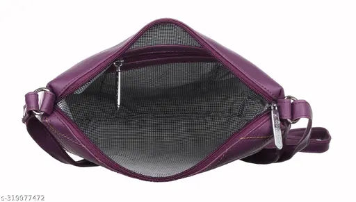Purple mesh sling bag for women