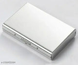 Shiny black metal wallet with 6 slots, RFID blocking, sleek design. Ideal for men and women, multipurpose card holder with professional look, suitable for laser engraving. Made in India