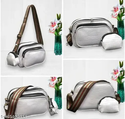 Women's trendy sling bag, black, zip closure