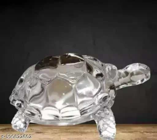 Clear Crystal Turtle Tortoise for Career Success, Feng Shui & Vastu symbolizing long life