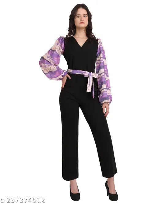 Stylish printed net Lycra jumpsuit, long sleeves, XS (34in bust, 52in length, 28in waist), made in imported cotton-lycra scuba fabric