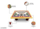 Handcrafted marble peacock design mini chowki for pooja, exquisite home decor piece, dimensions 4" x 4", made in India
