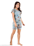 Trendy cotton nightdress t-shirt & shorts in dyed/washed pattern, perfect for sexy nights or honeymoon wear
